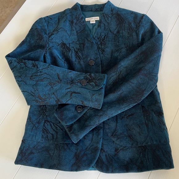 Coldwater Creek Jacquard Blazer Jacket Medium 10 12 Textured Embroidered - Picture 7 of 16